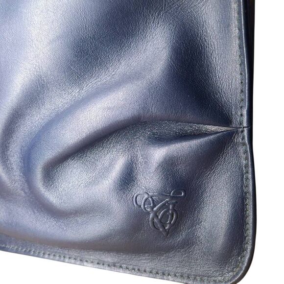 Vintage Tre Vero Navy Blue Leather Shoulder Bag – Adjustable Strap - Picture 3 of 9